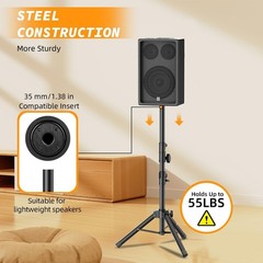 Adjustable Speaker Stands 2 Pack, 24-50 Inch Tripod Height, Lightweight, 55 LB C