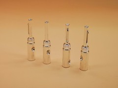4x Non Solder Silver Plated Speaker Cable Banana Plug Connector