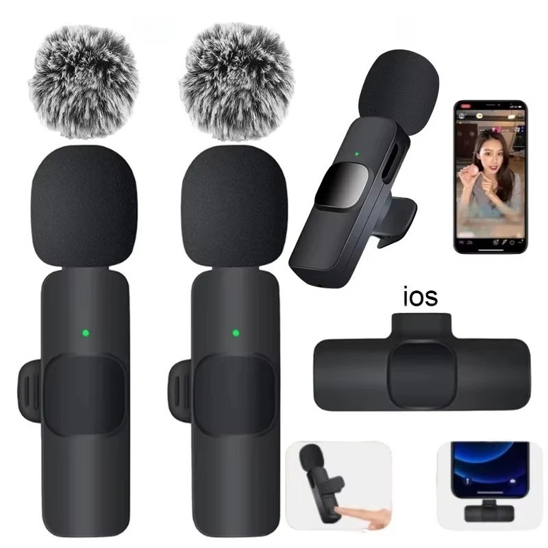 Wireless Lavalier Microphone Audio Video Recording Mini Mic For Android, iPhone