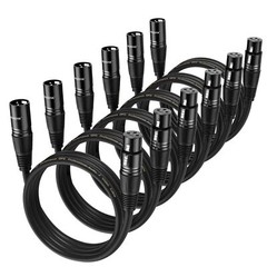 1.5 Ft XLR Cable 6 Packs Balanced Microphone DMX Cable Black