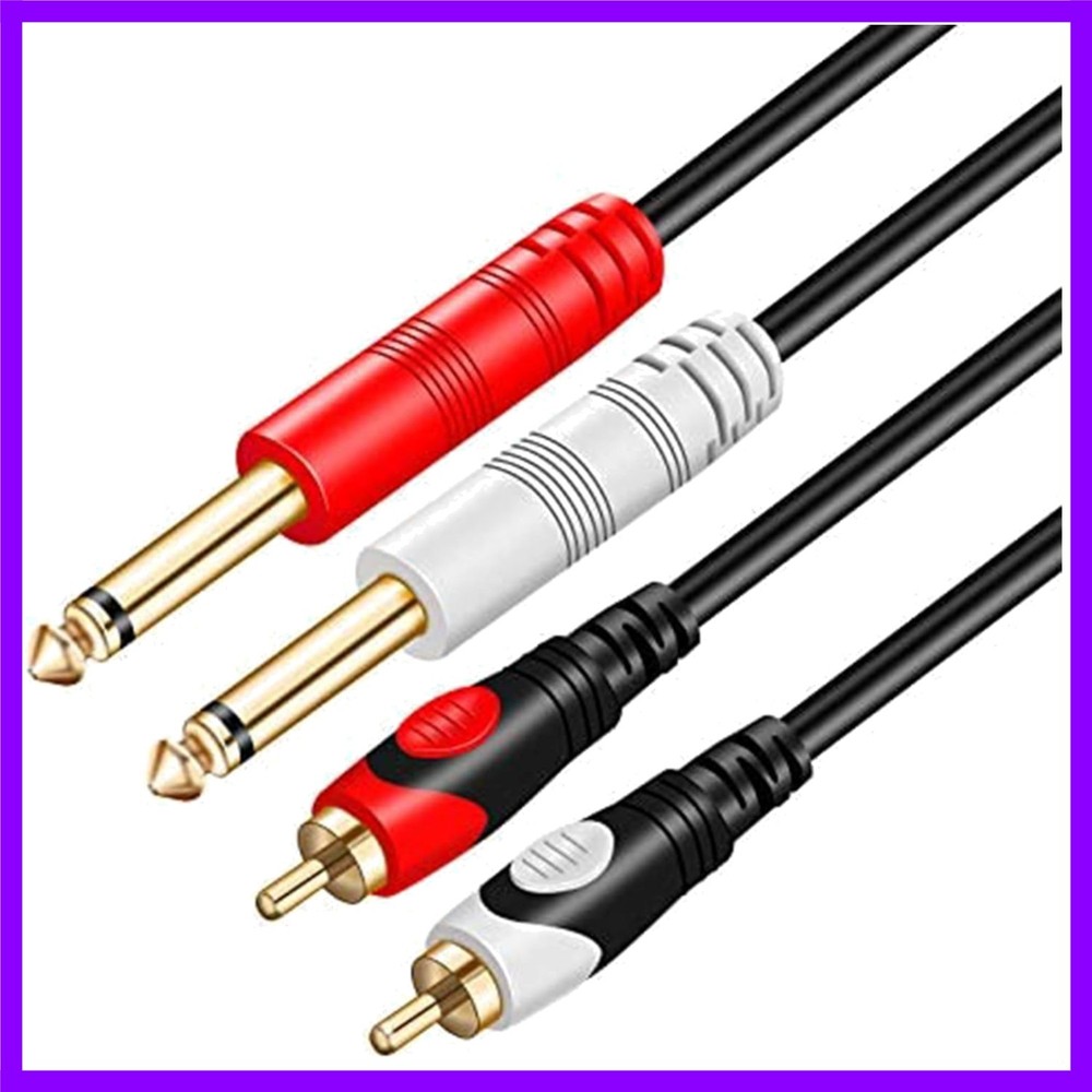 RCA to 1/4 Audio Cable 10Ft Dual 6.35mm TS to RCA Male Stereo Mixer Amplifier Co
