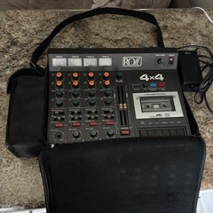 ROSS 4×4 4-Track Mixer Recorder Deck Cassette Player w/Power Supply and Case