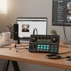 Compact All-in-One Podcast Set with 3.5mm Mic for Live Streaming & Recording