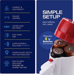 Megáfono con Sirena Integrada, Volumen Ajustable y Alcance de 800 Yardas US NEW