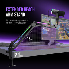 Gaming Microphone Kit, XLR/USB Dynamic PC Microphone with Boom Arm