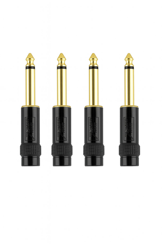 4 Pcs 1/4″ 6.35mm TS Mono Metal Male Plug Audio Guitar Cable Jack Connector