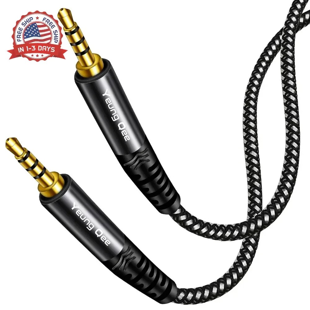 3.5mm Male to Male Audio Cable 3 ft,4 Pole Hi-Fi 3.5mm Aux Stereo Cable TRRS Mal