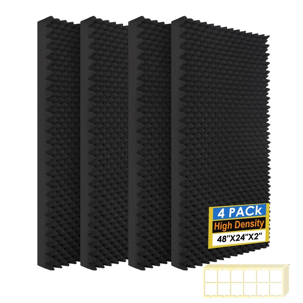 4 Pack Acoustic Panels,48“X24“X2“ Egg Crate Foam Soundproof Wall Panels,Hi…