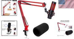 Hyper x QuadCast Boom Arm – Upgraded Red Boom Arm for HyperX QuadCast with Qu…