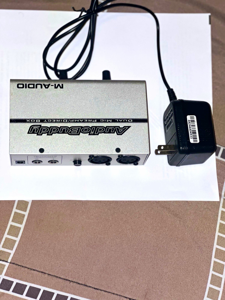M-Audio AudioBuddy 2-Channel Mic Preamp Phantom Power XLR/TRS Silver
