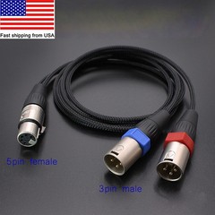 5 Pin Female XLR to Dual 3 pin Male XLRs Stereo Y Lead Balanced Cable