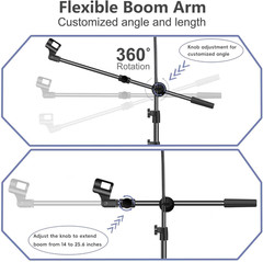 Mic Stand, Microphone Stand Floor Boom Mic Stand with Tablet Phone Holder Height