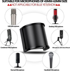 Pop Filter, [Upgraded Three Layers] Metal Mesh & Foam & Etamine Layer Microph…
