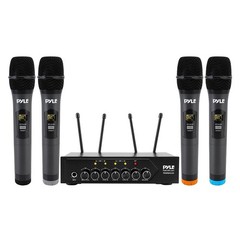 UHF 50-Channel Wireless Microphone System, 4 Handheld Mics, Bluetooth Input
