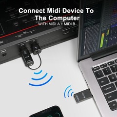 LEKATO Wireless MIDI Adapter Wireless 5 PIN USB MIDI Interface Ultra Low Latency