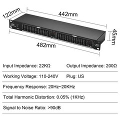 Audio Equalizer EQ215 Dual Channel 15Band Equalizer 1U Rack Mount 2channel St…