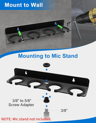 Multi Microphone Holder for Wired and Wireless Mics, Hold Up to 4 Mics, Multiple