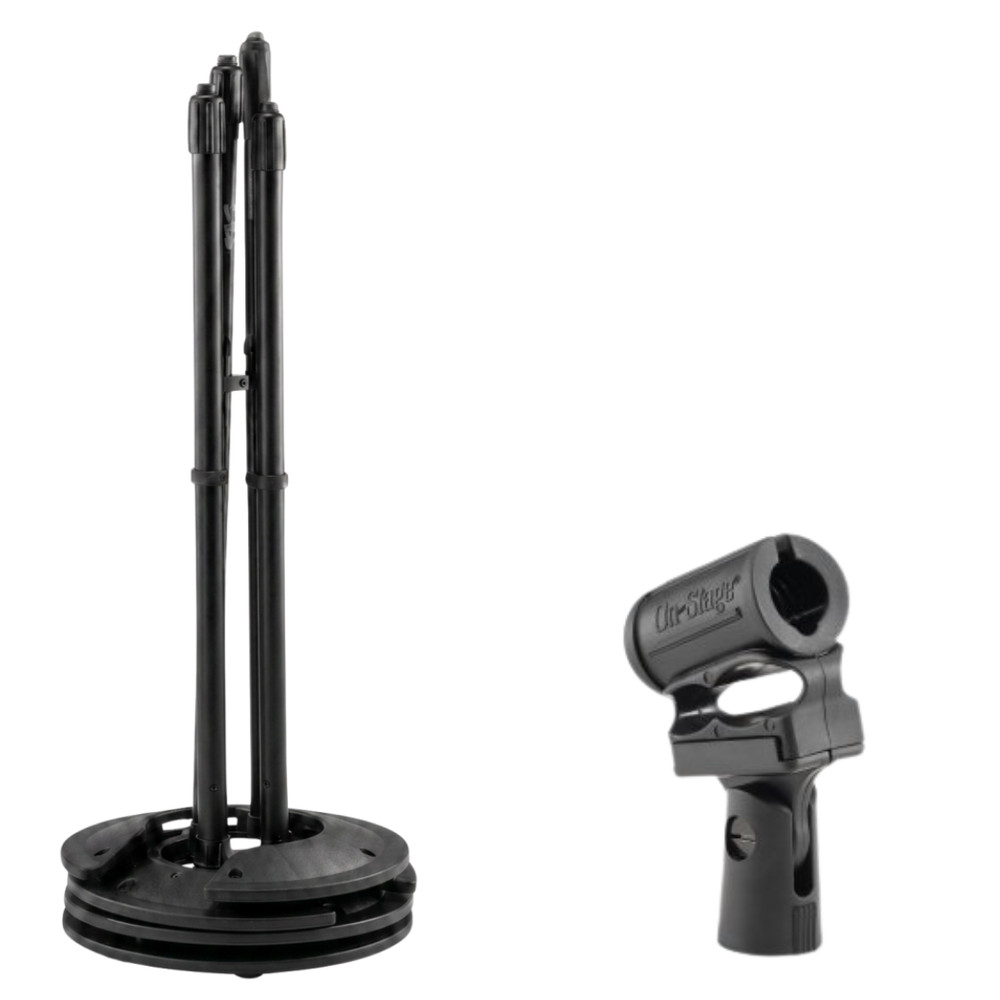 Stackable Microphone Stand Space Saving + Studio Condenser Isolation Shock Mount