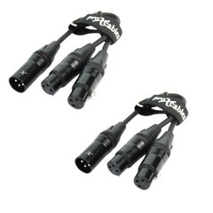 Pro X 2 Pack of XC-YXM 6 In. Balanced XLR-M to Dual XLR-F Y Cables