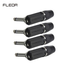 4PCS 1/4 in 6.35mm Guitar Cable End Plug Right Angle Mono Jack Male Connector