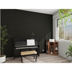 8 PCS Matte Black – Acoustic Panels & Wooden Strip Acoustic Boards