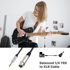 XLR 3-Pin Female to 1/4″ Plug Mono Microphone Cable Shielded Stereo Audio
