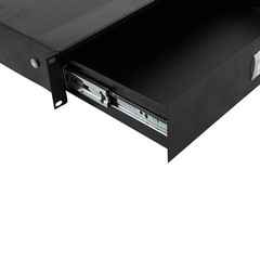 19 Inch Rack Mount 2U Steel Plate DJ Drawer Cabinet Lock With With key Black