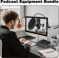 Complete Studio Recording Kit Mixer Condenser Microphone Music Podcast Earphone