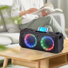 Portable Bluetooth Speakers Wireless Outdoor Speaker w/ Dual 6.5in Subwoofer AUX