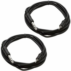 Two Pack of 1/8″ (3.5mm) Stereo Male to 1/4″ Male Patch Cable – 10 Foot – NEW