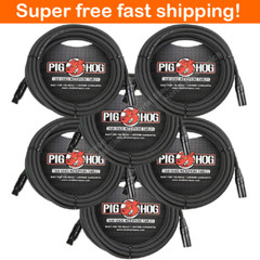 6 Pack Pig Hog PHM30 XLR High Performance 8mm Microphone Cable, 30 Ft – New