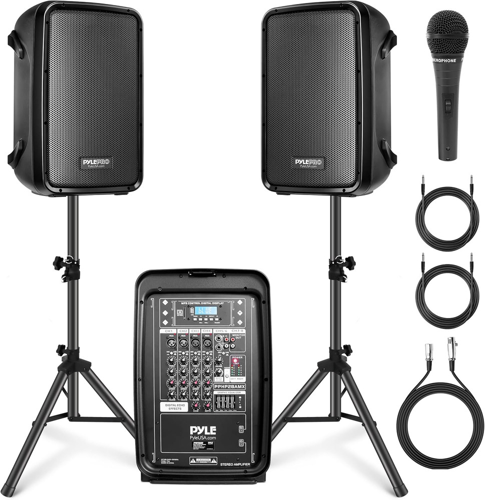 Portable PA System with Microphone, 300W Powered, Sound System with 8 Channel…