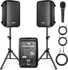 Portable PA System with Microphone, 300W Powered, Sound System with 8 Channel…
