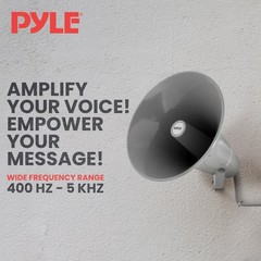 Pyle 50W Compact PA Horn Speaker – 13.5 Inch Indoor/Outdoor Megaphone Gray