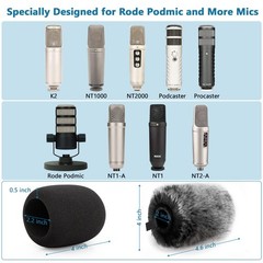 Windscreen Pop Filter Compatible with Rode Podmic, Mic cover for podmic