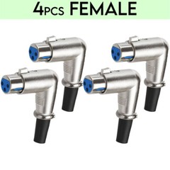 4 Female 3P XLR Male/Female Right Angle Microphone Connector Adapter 3Pin Audio