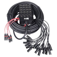 Prox 16 Channel & 4 Returns XLR Mic Audio Snake Stage / Studio 100 Ft Fan to Box