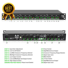 Professional 2 Way 3 Way Stereo and 4 Way Mono Audio Crossover with XLR Inputs a
