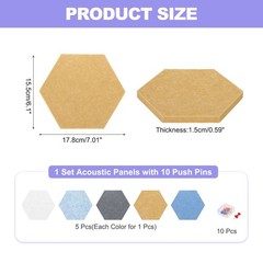 Acoustic Panels with 10 Push Pins (Light Blue,Yellow,Sky Blue,Gray,White)