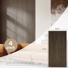 4 Pack Acoustic Wall Panels, 47″ x 24″ Wood Wall Panels, Walnut