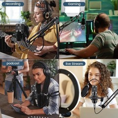Podcasting Equipment Bundle, BM-800 Studio Kit with Voice Converter for Gamer…