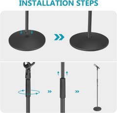 Soporte De Micrófono Universal Con Base Compacta Y Resistente, Altura Ajustable