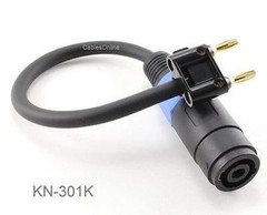 1ft Dual Banana Black Plug to Speakon Female Type Speaker/Amplifier Jumper Cable