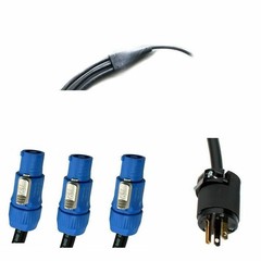 30 ft Power Cable 12 AWG 1 Edison Male to 3 -PowerCon Blue Female Connectors