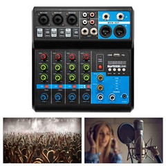 5-Channel Mixer with Bluetooth, USB, and Reverb for Live Audio Mixing