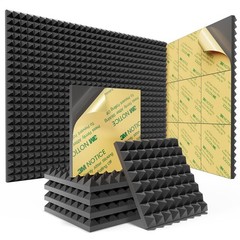 Sonicism 12 Pack Acoustic Foam Panels 12x12x1 Self Adhesive Soundproof