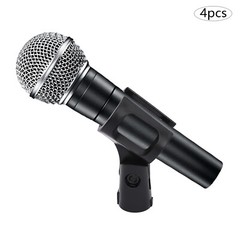 4 Pcs Universal 180° Microphone Clips Clamp Holder For Wired/ Wireless Mic Stand