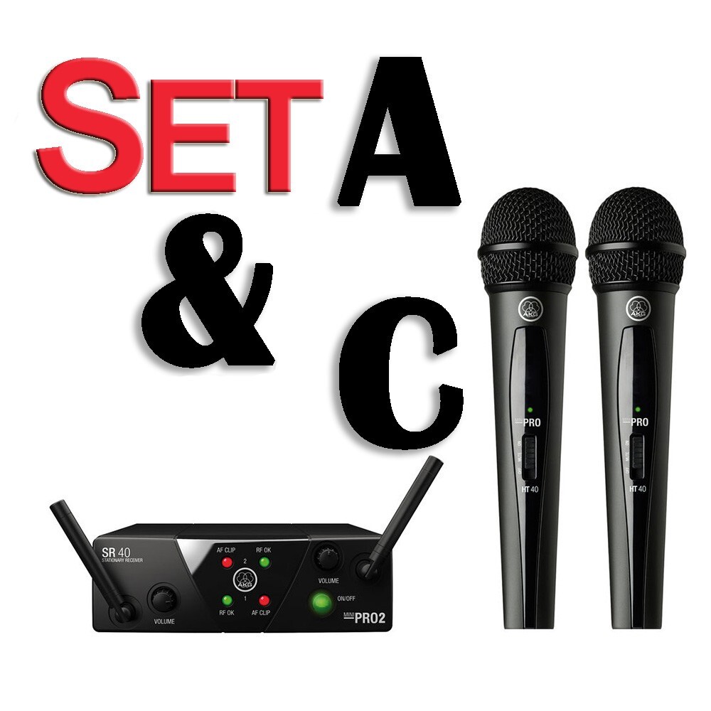 AKG WMS40 Mini Dual Vocal Set A & C Microphone Band US25 3350X00050 Double Mic