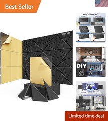 DIY Decorative Acoustic Panels – 18-Pack Black Soundproof Foam, 12″ Size