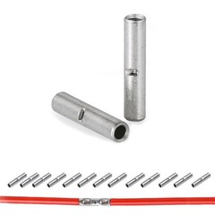 kuosbiu 100 PCS Non-Insulated Butt Connectors Kit, AWG 22-16 BN1.25, Silver